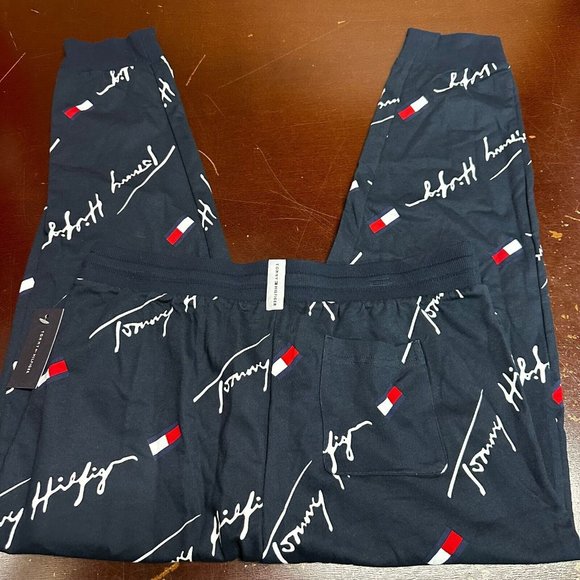 Tommy Hilfiger Mens Dark Navy All Over Print Jogger Pants Size Large XL - Picture 2 of 6
